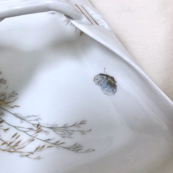 Antique Haviland Limoges Meadow Visitors Porcelain Basket Butterflies c 1880 - Picture 4 of 6